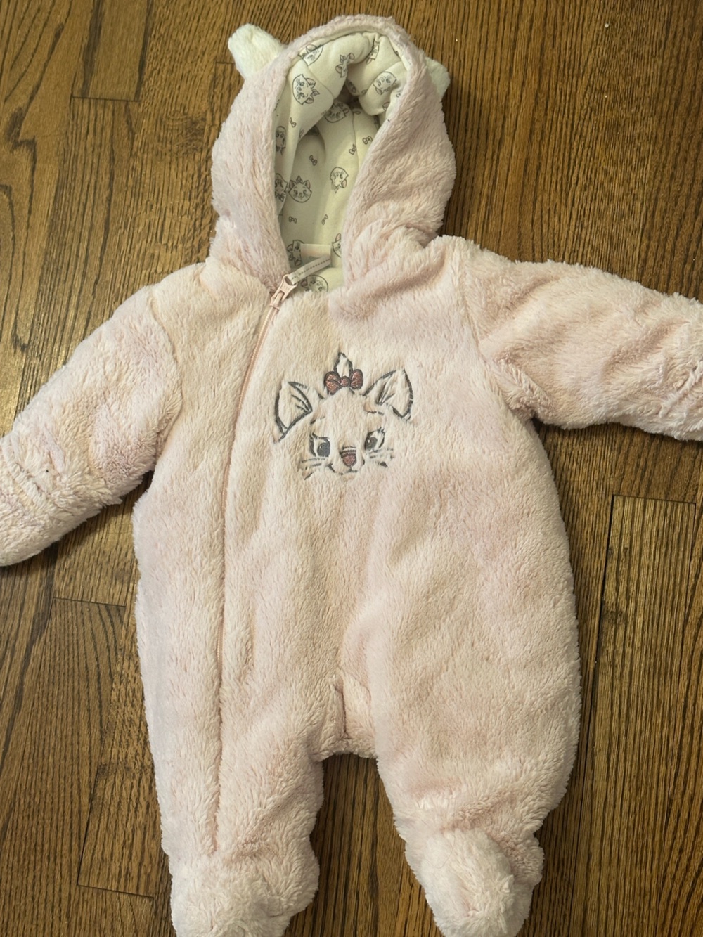Disney Aristocats Marie Pink Fleece Plush Winter Baby Snowsuit Pram Suit